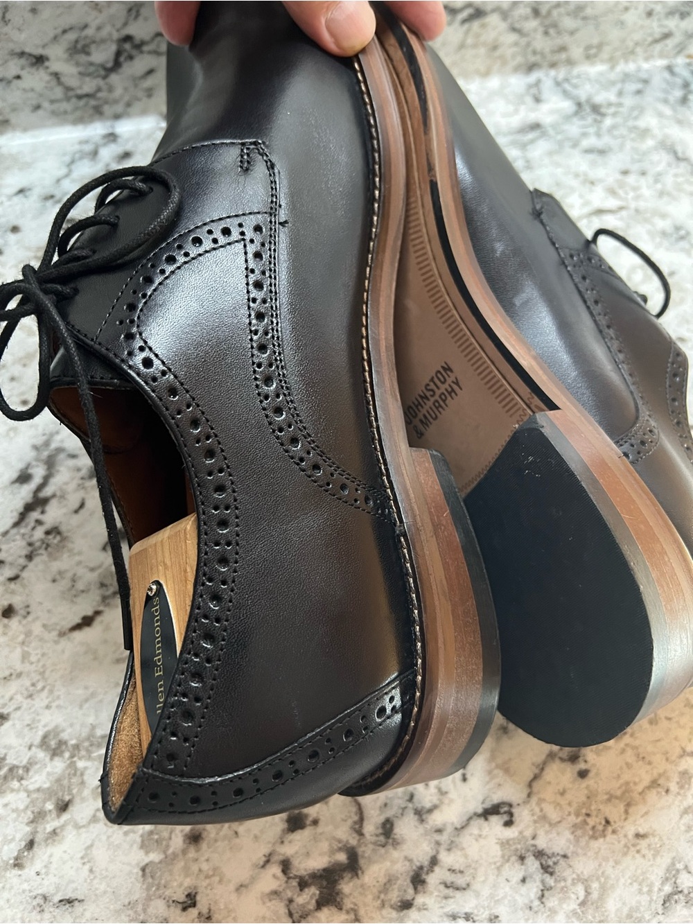 Johnston & Murphy Black Leather Wingtip Derby Shoes US11.5 excellent